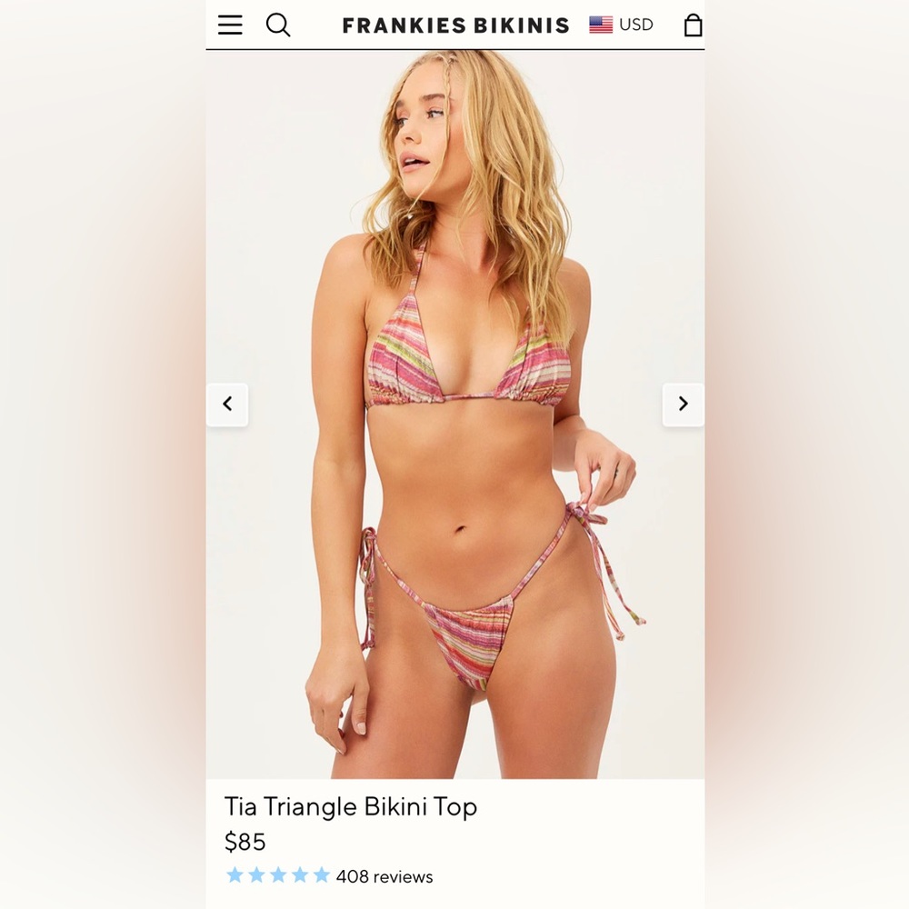 Frankies Bikinis Tia Triangle Top in Dance Pink